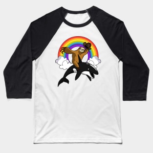 Sloth Riding Orca Whale Baseball T-Shirt